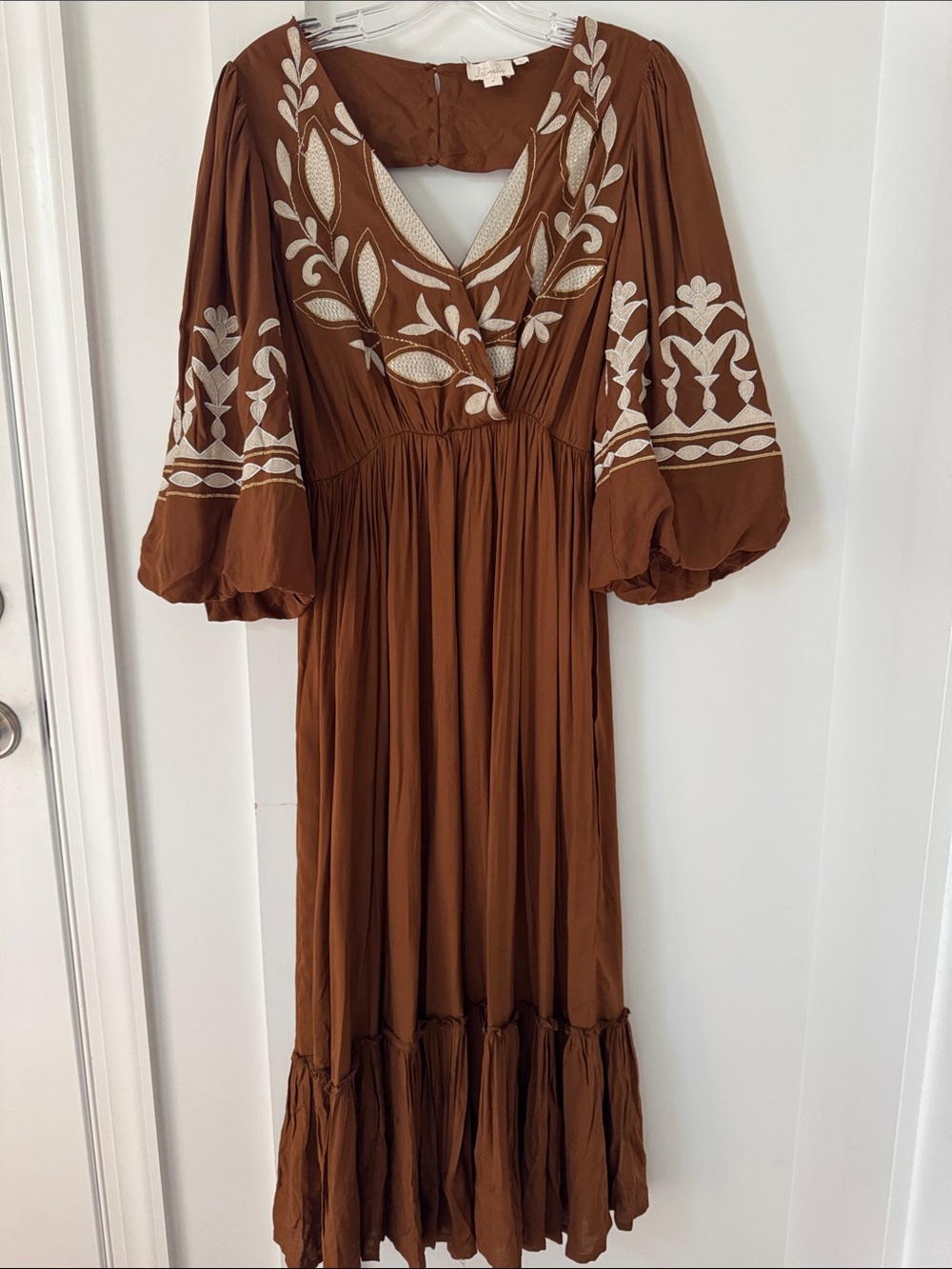 Anthropologie Let Me Be Embroidered Open-Back Maxi Dress Size S - Picture 2 of 13